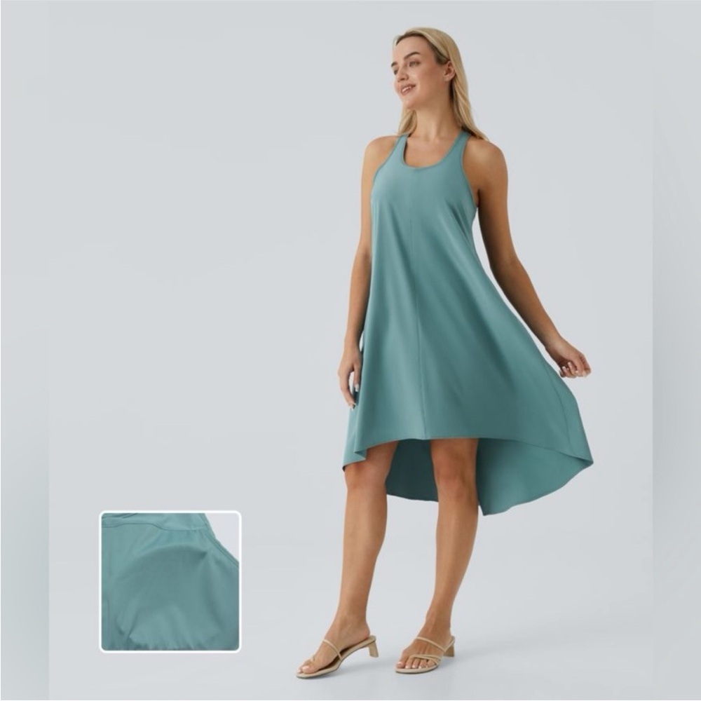 NWT Halara Breezeful RacerPocket High Low Flowy Midi Quick Dry Casual Dress - Picture 2 of 8